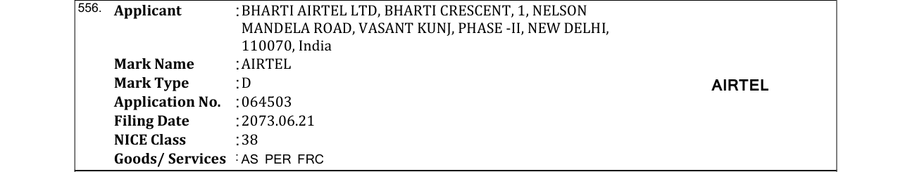 Original bulletin entry for AIRTEL