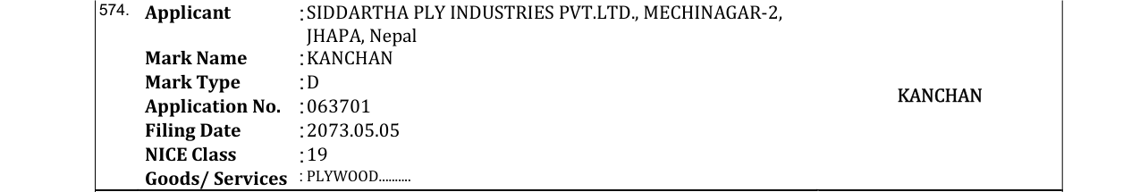 Original bulletin entry for KANCHAN