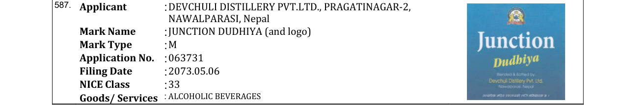 Original bulletin entry for JUNCTION DUDHIYA (and logo)