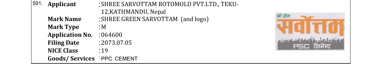 Original bulletin entry for SHREE GREEN SARVOTTAM (and logo)