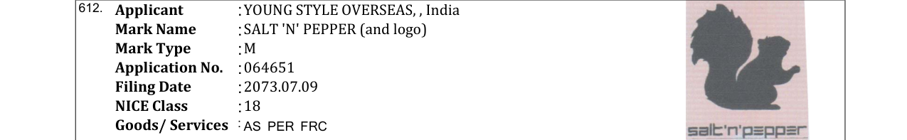 Original bulletin entry for SALT 'N' PEPPER (and logo)