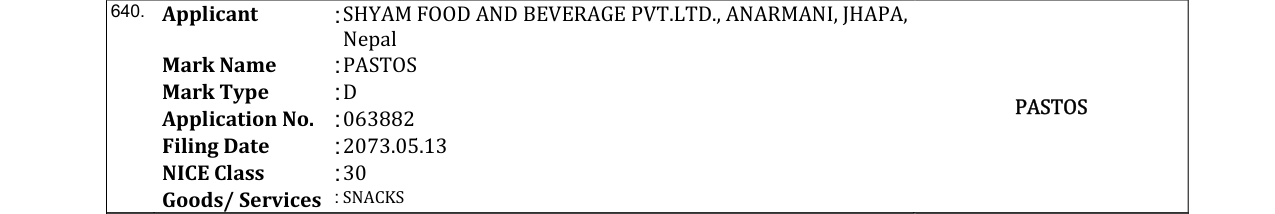 Original bulletin entry for PASTOS
