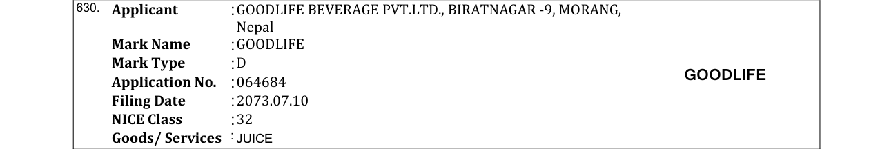 Original bulletin entry for GOODLIFE