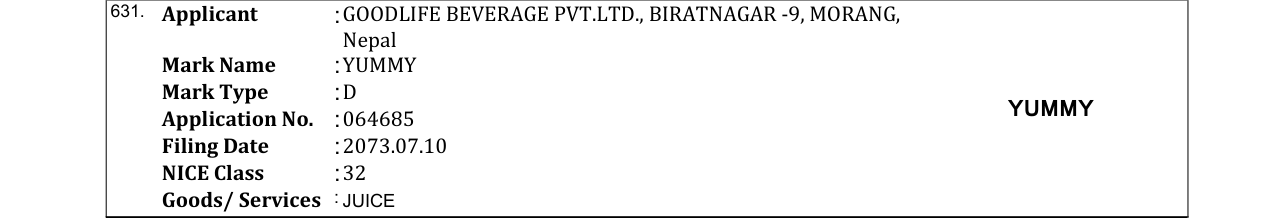 Original bulletin entry for YUMMY