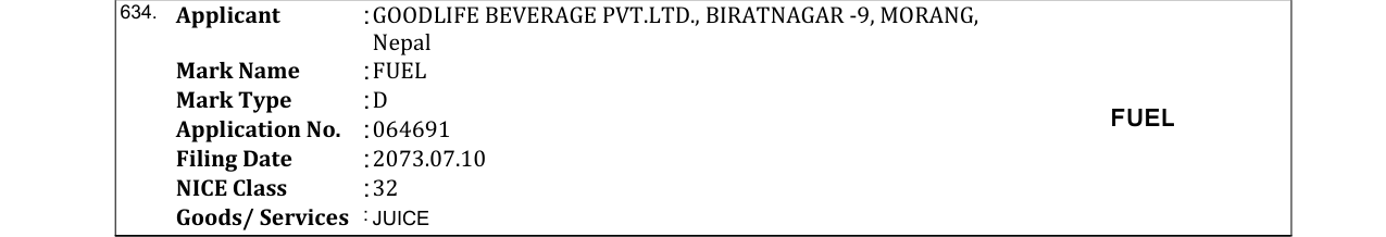 Original bulletin entry for FUEL