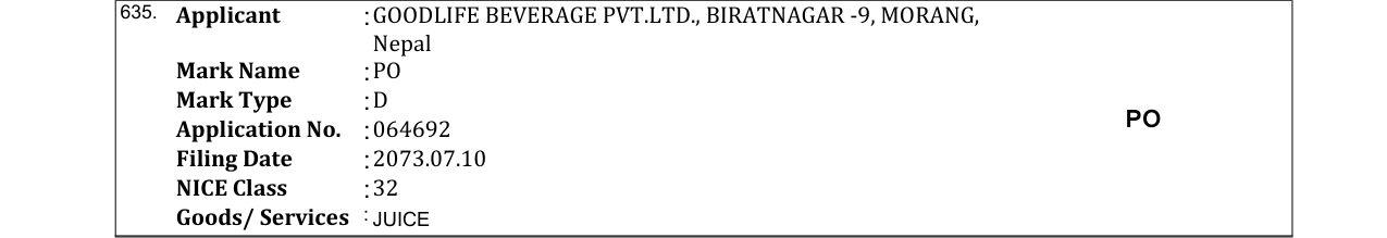 Original bulletin entry for PO
