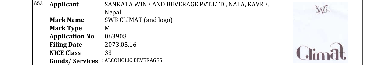 Original bulletin entry for SWB CLIMAT (and logo)