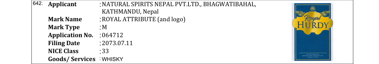 Original bulletin entry for ROYAL ATTRIBUTE (and logo)