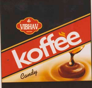 VIBHAV KOFFEE CANDY (and logo) trademark logo