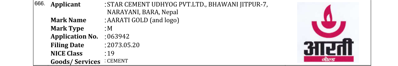 Original bulletin entry for AARATI GOLD (and logo)
