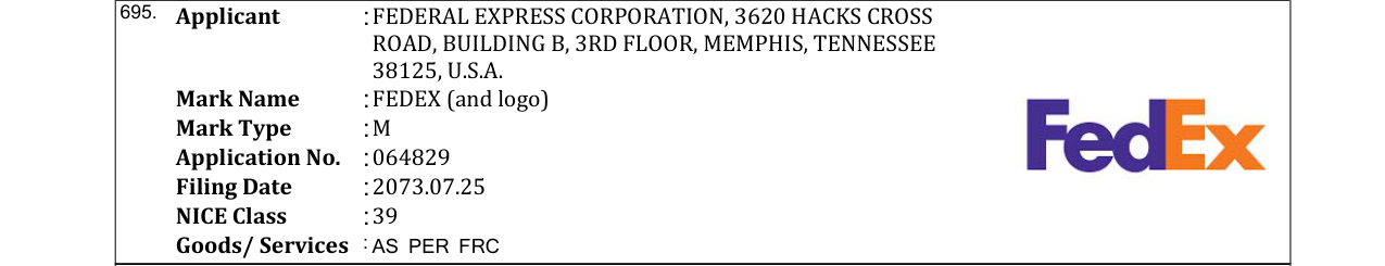 Original bulletin entry for FEDEX (and logo)