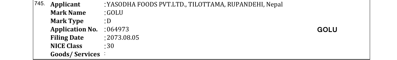 Original bulletin entry for GOLU