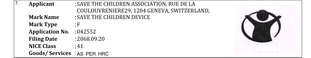 Original bulletin entry for SAVE THE CHILDREN DEVICE