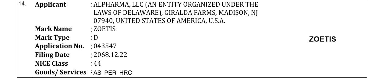 Original bulletin entry for ZOETIS