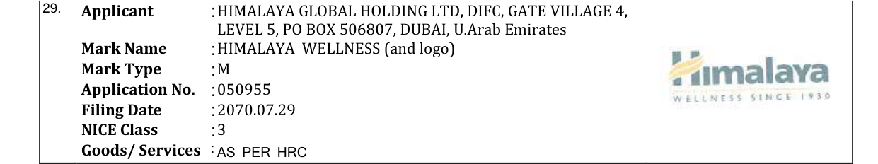 Original bulletin entry for HIMALAYA WELLNESS (and logo)