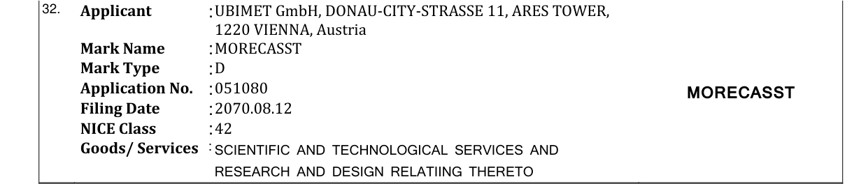 Original bulletin entry for MORECASST