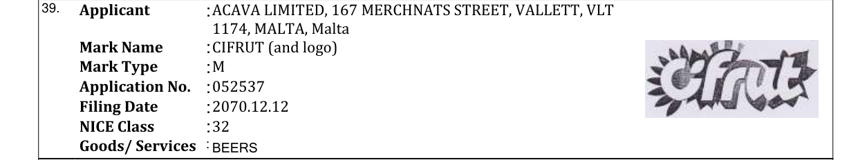 Original bulletin entry for CIFRUT (and logo)