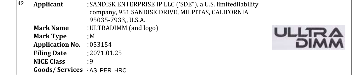 Original bulletin entry for ULTRADIMM (and logo)