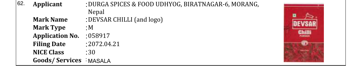 Original bulletin entry for DEVSAR CHILLI (and logo)