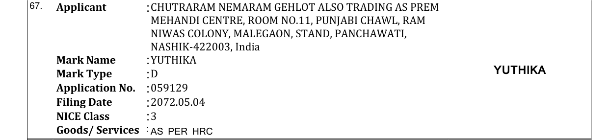 Original bulletin entry for YUTHIKA