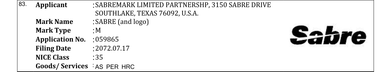 Original bulletin entry for SABRE (and logo)