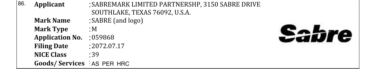 Original bulletin entry for SABRE (and logo)