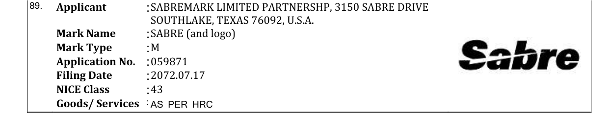 Original bulletin entry for SABRE (and logo)