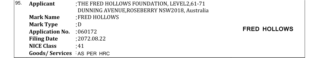 Original bulletin entry for FRED HOLLOWS