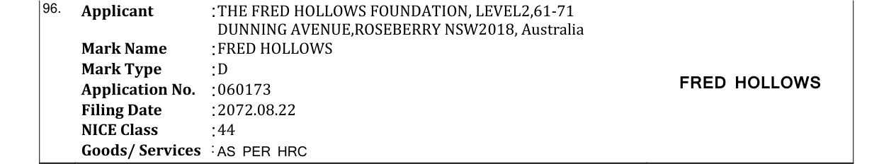 Original bulletin entry for FRED HOLLOWS
