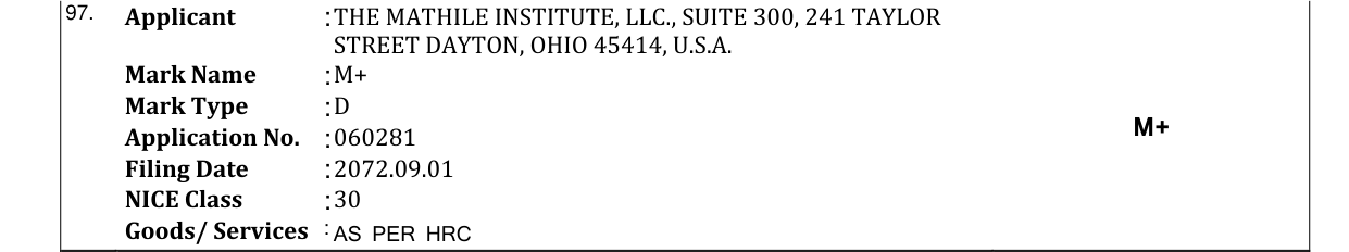 Original bulletin entry for M+