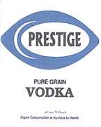 PRESTIGE PURE GRAIN VODKA (and logo) trademark logo