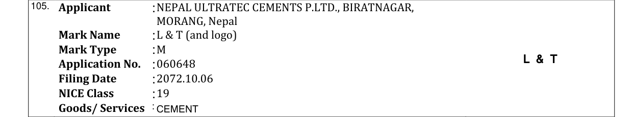 Original bulletin entry for L & T (and logo)