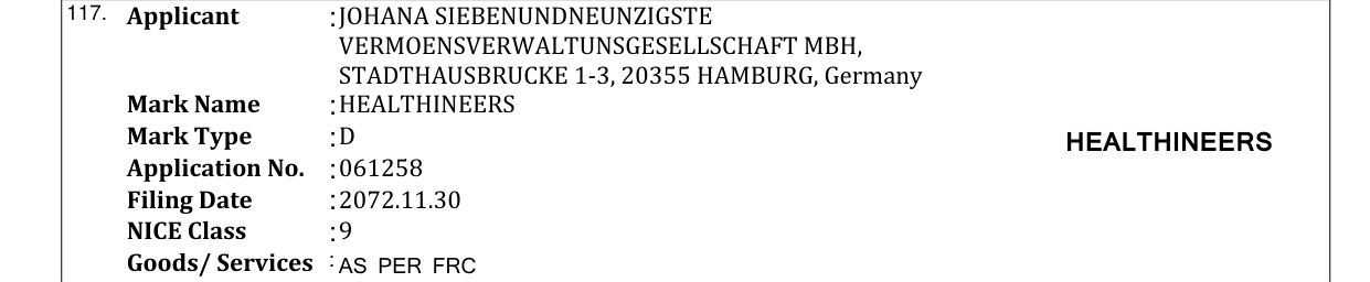 Original bulletin entry for HEALTHINEERS