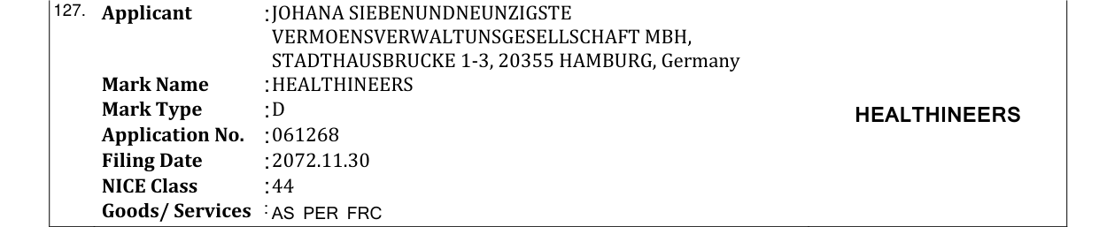 Original bulletin entry for HEALTHINEERS