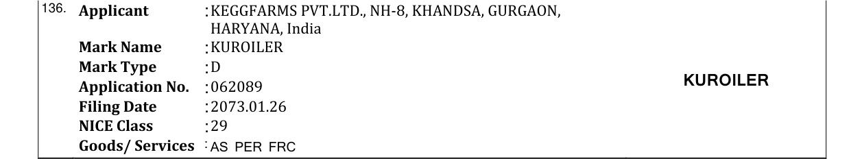 Original bulletin entry for KUROILER