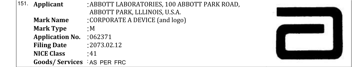 Original bulletin entry for CORPORATE A DEVICE (and logo)