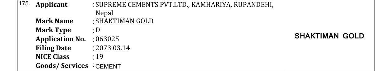 Original bulletin entry for SHAKTIMAN GOLD