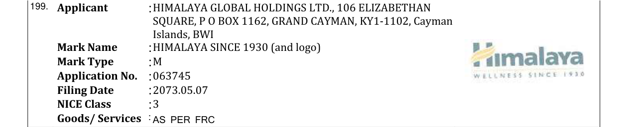 Original bulletin entry for HIMALAYA SINCE 1930 (and logo)