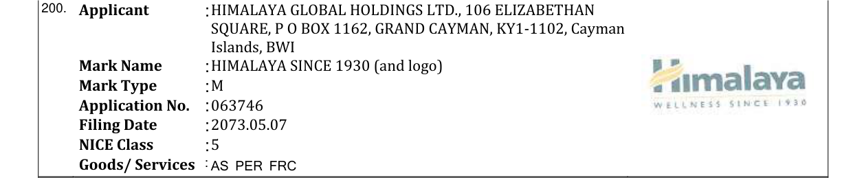 Original bulletin entry for HIMALAYA SINCE 1930 (and logo)