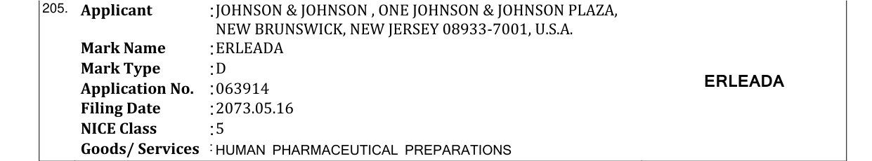Original bulletin entry for ERLEADA