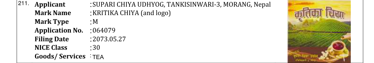 Original bulletin entry for KRITIKA CHIYA (and logo)