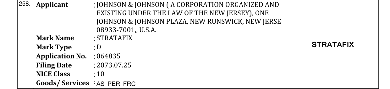Original bulletin entry for STRATAFIX