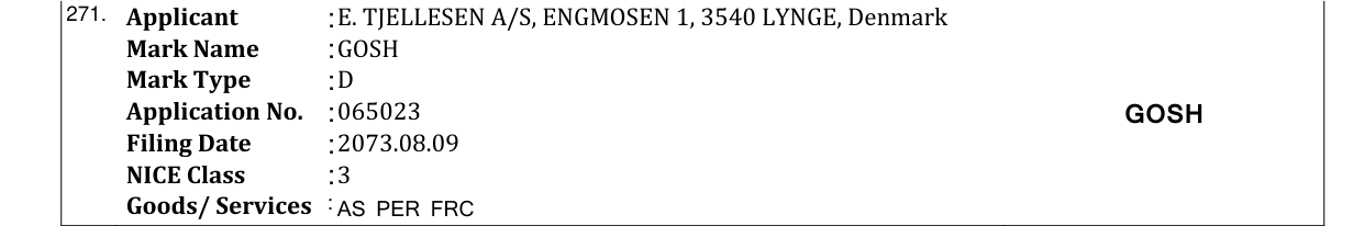 Original bulletin entry for GOSH