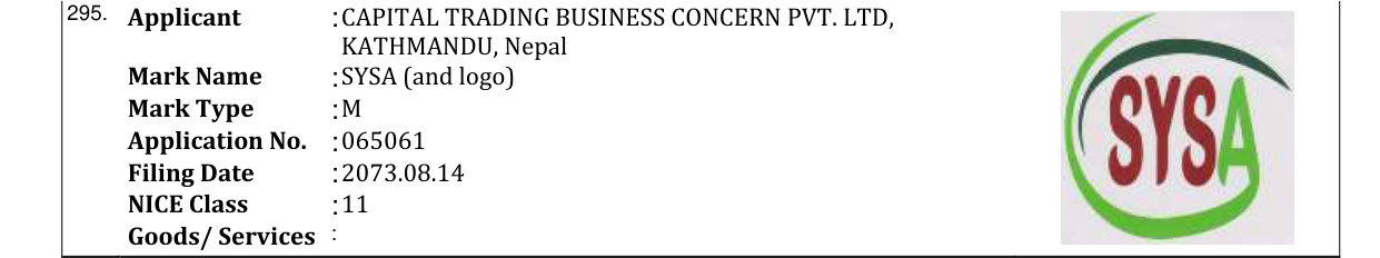 Original bulletin entry for SYSA (and logo)
