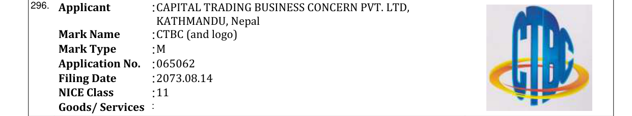 Original bulletin entry for CTBC (and logo)