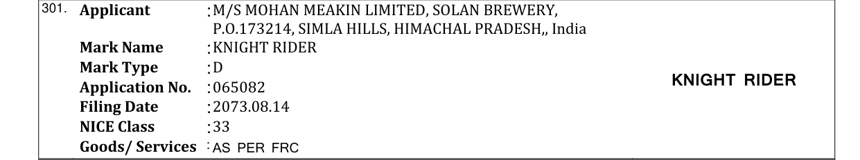 Original bulletin entry for KNIGHT RIDER