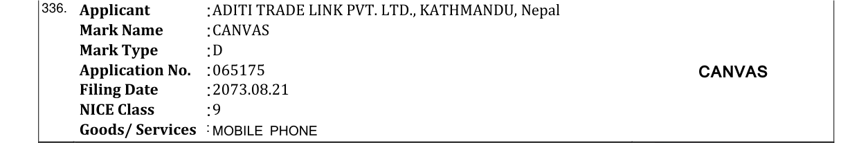 Original bulletin entry for CANVAS