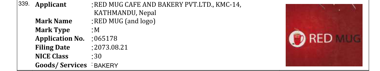Original bulletin entry for RED MUG (and logo)