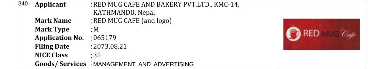 Original bulletin entry for RED MUG CAFE (and logo)