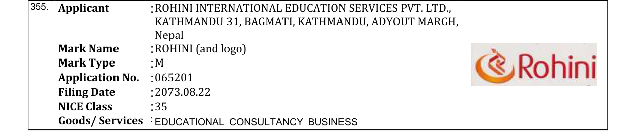 Original bulletin entry for ROHINI (and logo)
